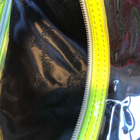 Betsey Johnson Silver and Neon Yellow Cosmetic Bag - Picture 3 of 6